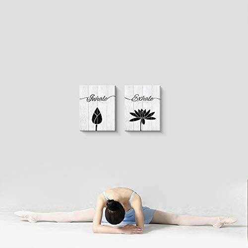 Conjunto de arte de parede de lona de inspiração de pigortos, arte de arte impressa em tela preta e branca para o quarto para quarto e decoração de parede da sala de ioga