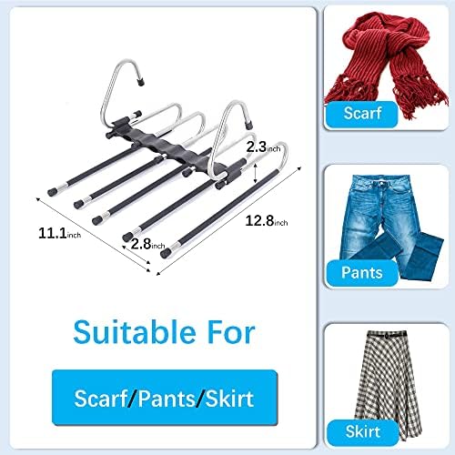 Magic Pants Hanchers Economia de espaço - 2 pacote para armário múltiplas camadas multifuncionais Organizador de rack para calças Lenves Slack