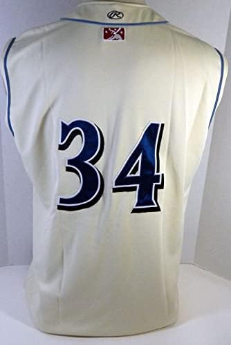 Threshers de Clearwater 34 Game Usado Cream Jersey Vest 48 DP13442 - Jerseys de MLB usados ​​no jogo MLB