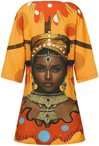 Vestido africano de etono da mulher Vestido Africano Casual Halva V Vestido Gráfico de Pescoço 2023 Vestido Midi de tamanho