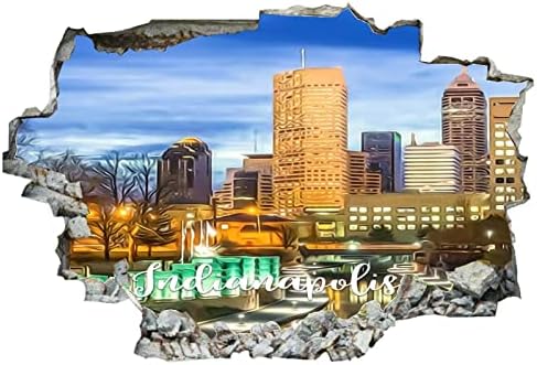 Cocoken American Indiana State Indianapolis Pintura Arte Indianapolis City View 3d Wall Stickers Mural Wall Art Removable