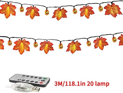 Ação de Graças Caixa de Bateria de Halloween LED Maple Folhas Luz de cordas internas e externas Decorativa String 3m 20 luzes