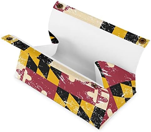Caixa de tecido de bandeira do estado de Maryland Capa de couro PU PU CAIXO DE TESTE