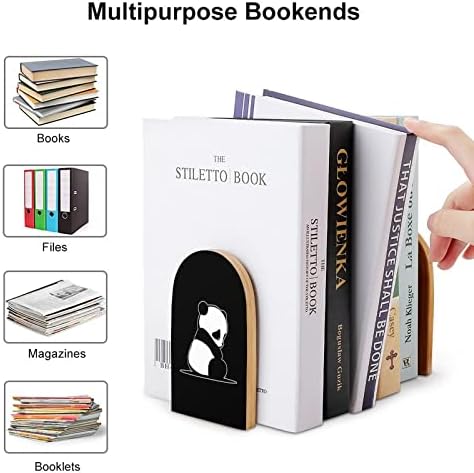 Sad Panda Wooden Bookends Livros Decorativos da moda Stand para prateleiras de casa e escritório conjunto de 2