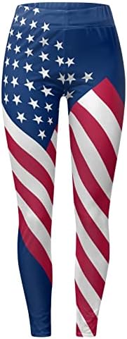 American Flag Leggings Mulher Controle EUA 4º de julho Pants de ioga