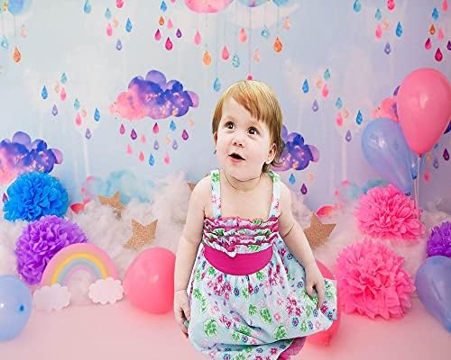 Cenário de aniversário da menina wofawofa 7x5ft smash the bolo arco -íris flores flores balões de panotography para chá