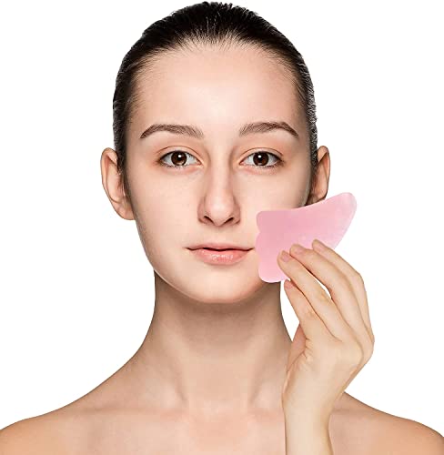 Mina cura rosa quartzo gua sha massagem facial de pedra excelente ferramenta de cuidados com a pele