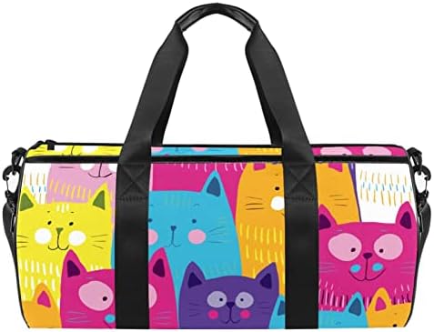 Mamacool colorido de gato de gato mochila ombro bolsa de viagem bolsa de viagem para ginástica dança de ginástica Weekender