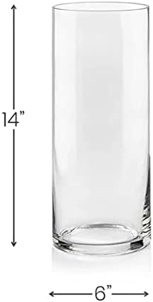 Vasos de 1 cilindro de vidro 16 polegadas de altura por 6 polegadas de largura - Usual: vela de pilar, casteiros flutuantes ou vaso