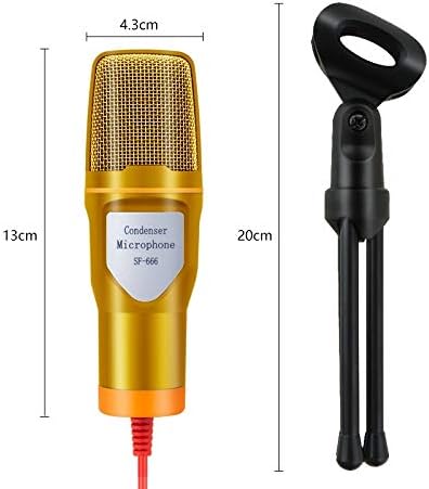 Microfone de condensador de plugue de 3,5 mm de qwertg para uso doméstico, com um tripé de desktop, microfone de canto e gravação ao vivo para podcasting