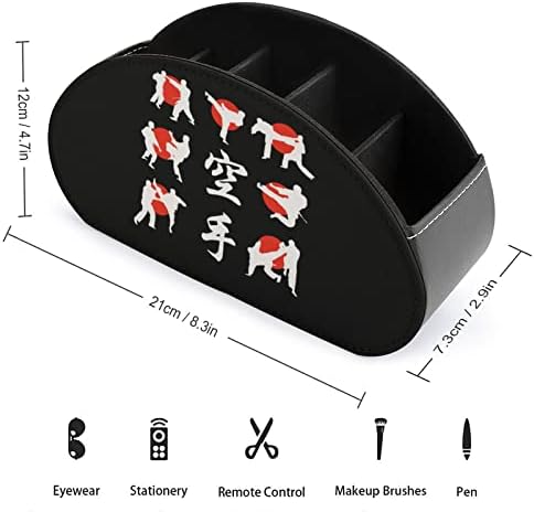 Japão Kyokushin Karate Remote Control Holder/Caddy/Box/Bandey com 5 Compartamentos PU Organizador de couro com padrão impressa fofo