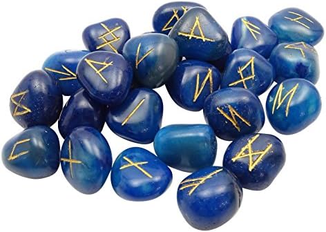 Harmonize Pedra Agata Blue Tambled com Rune Alfabets Símbolo Reiki Cura Crystal Spiritual Gift