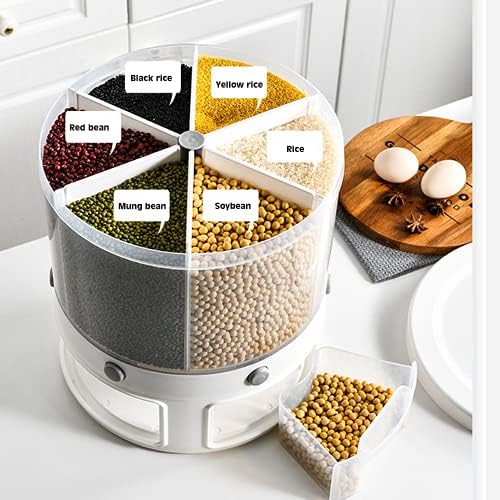 Syksol Guangming - 10 kg de dispensador de alimentos seco caixa de armazenamento de alimentos rotatáveis ​​multi -funcional dividindo arroz balde de umidade à prova de umidade barris de cozinha Organizador de contêiner de armazenamento de cozinha