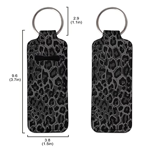 GOMYBLOMY Black Leopard Print Chapstick Keychain Holder Lip Balm Holder Keychain Clip em acessórios de bolsa de chaveiro de bolso