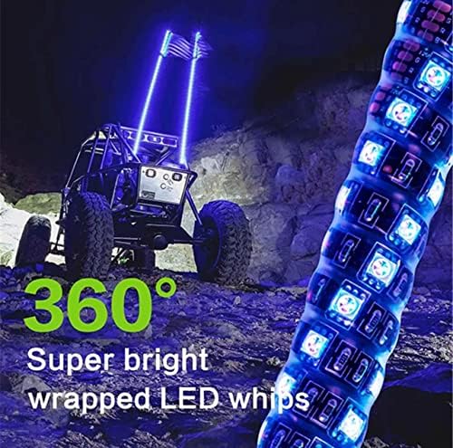 2pcs 4ft LED Whip Lights Antena Bandeira Pioneira Talon Kawasaki Teryx Krx…