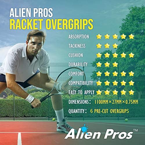 Fita de aderência de tênis de prós alien - Grip de tênis de tênis - Tennis Overgrip Grip Tennis Racket - Enrole sua raquete para alto desempenho