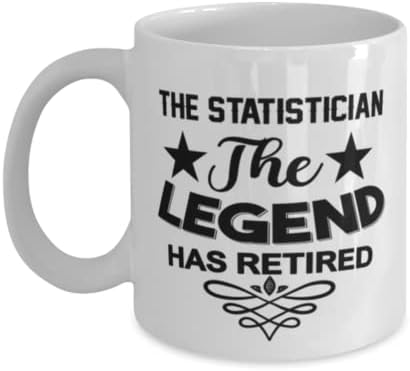 Caneca estatística, a lenda se aposentou, idéias de presentes exclusivas para estatísticas, copo de chá de caneca de café branco