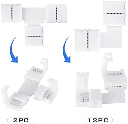 O kit de conector de tira LED de 5 pinos inclui 8 tipos de acessórios de tira LED sem soldas, fornecem a maioria das peças para o kit