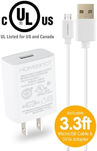 5V1A Sincronização e valor de carga pacote de pacote micro-USB UL plugue de carregador de parede com 1m / 3,3 pés de cabo 2 pacote