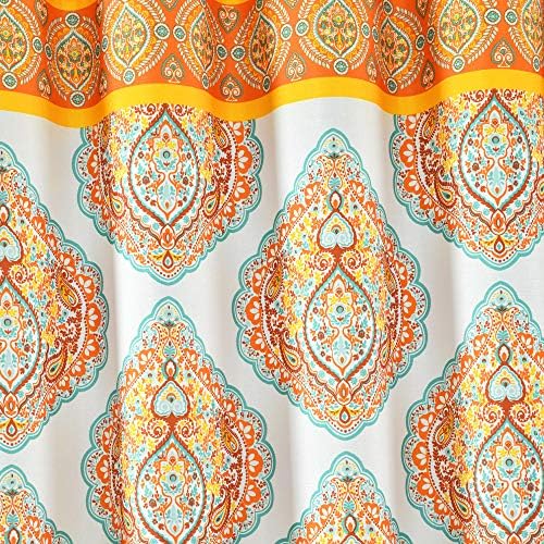 Cortina de chuveiro de poliéster da decoração exuberante, conjunto de 14 peças com forro de peva e anéis, 72 x 72, laranja