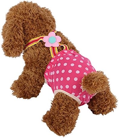 Fralda de cão feminina de seisrun ， cão algodão aperte a tira de fralda fisiológica sanitária menstrual suspensa calça de roupas íntimas