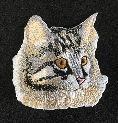 BeyondVision Amazing Cat Cat Retratos [Maine Coon Cat Face] Bordado de ferro bordado em/esgoto [3 x 3] feito nos EUA
