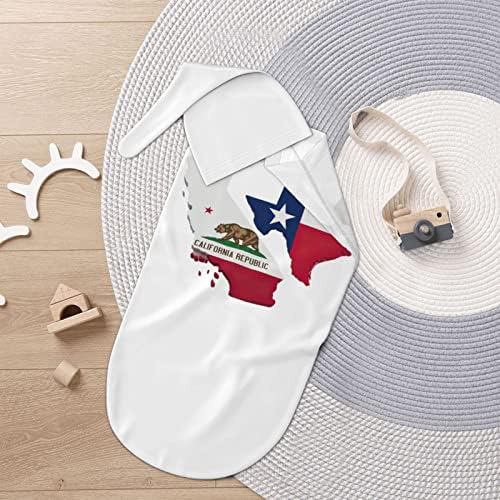 Pupsikins Baby Swaddle Blanket Texas e California Cotton Cocoon Sack e chapéu de gorro Conjunto de carrinho de bebê recém -nascido, saco de dormir para idades de 0 a 6 meses de bebês bebês