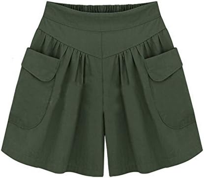 Mulheres de shorts de tamanho grande, calça quente sólida feminina Ladies de verão shorts casuais bolsões da moda