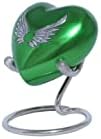 Coração verde Urn - Heart Urn para cinzas humanas - Anjo artesanal urna coração - Honra seu ente querido com mini cremação