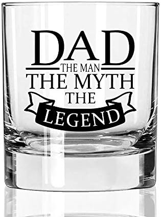 Glass de uísque de pai agmdesign, o homem o mito The Legend Whisky Glass Gifts para avô, papai, ele, pai, marido, colega