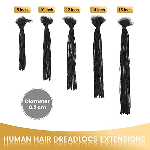 Extensões de dreadlock cabelos humanos cabelos humanos reais de 0,2 cm de largura 16 polegadas 40 fios totalmente