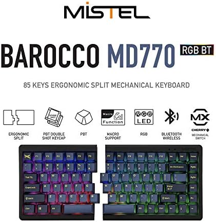 MISTEL BAROCCO MD770 RGB WIRED + TECHADO BLUETOOTH TKL sem fio TKL TKL SPLIT MECÂNICO COM CHERRY MX Blue Switch,