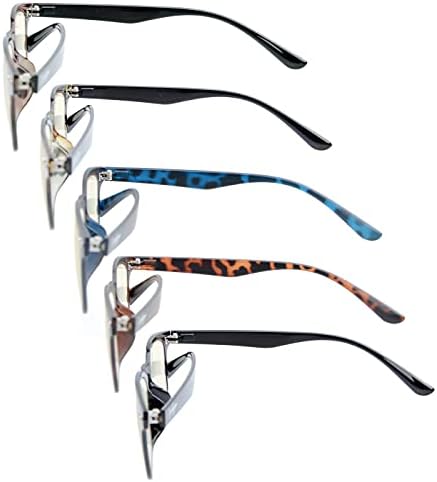 Eyekepper 5-Pack Retro Reading Glasses Square Readers for Women Leiting With Spring Telles