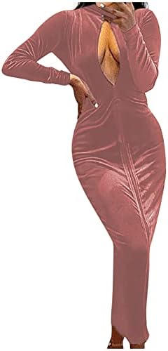Vestido maxi de veludo lcepcy para mulheres convidado formal hóspedes longos vestidos longos 2022 Fall Sexy Hollow Front Front Slave Wrap Dress Pink