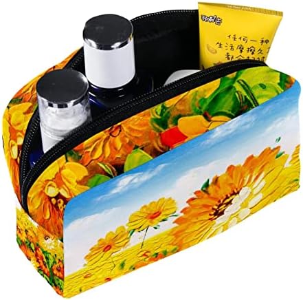 TBOUOBT Bolsas de maquiagem de cosméticos para mulheres, bolsas de maquiagem pequenas bolsas de viagem, pintura a óleo floral de flores crisântemo