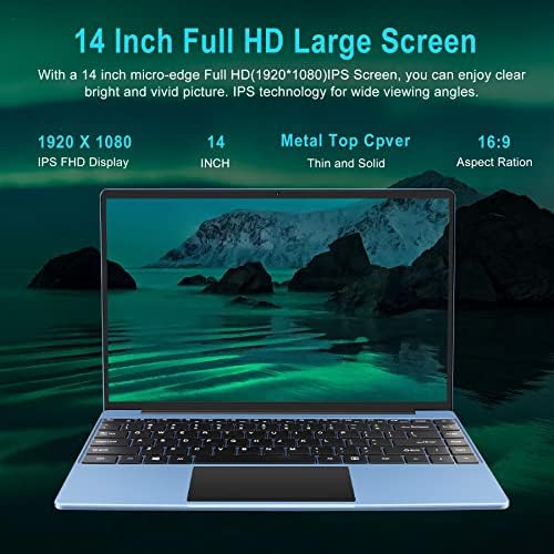 Ruzava 14 Laptop 6 GB de RAM 128 GB SSD Laptops tradicionais Computador Windows 10 2.4g+5g WiFi Bluetooth 4.2 USB HDMI 1920x1080