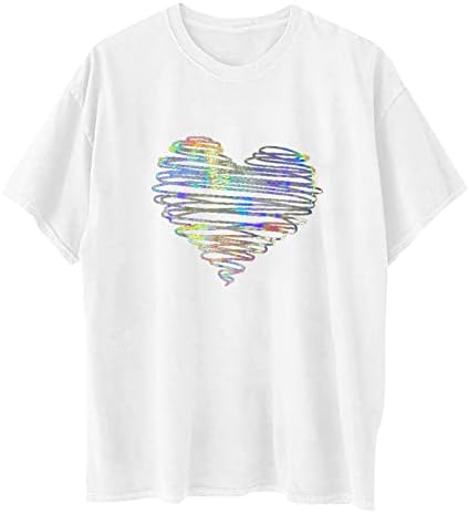 Camisas do Dia dos Namorados Moda feminina Ranibow Love Heart Impred-shirts