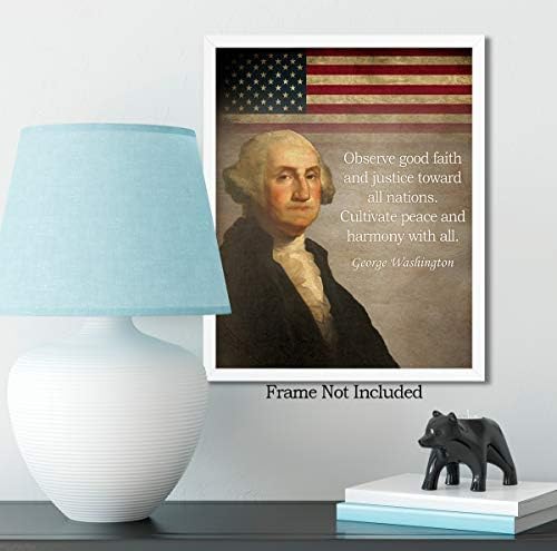 Citação Histórica de George Washington - Impressão de arte de parede 8x10 sem moldura - Great Inspirational Gift - Impressão motivacional - Presidente patriótico americano