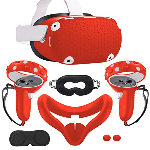 Acessórios Compatíveis com Oculus Quest 2 Silicone Touch Controller Grip Tampa, tampa da face, tampa da concha de fone de ouvido, caixa de lentes de proteção, mangas de olho descartáveis