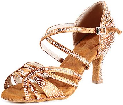 Sapatos de dança de salão de baile latino para mulheres com shiposeus tango de salsa de salsa de salsa salto 8,5 cm,