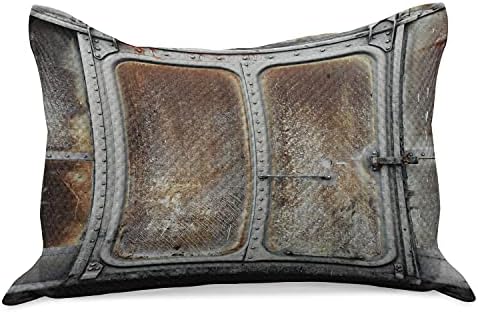 Ambesonne Industrial Knit Quilt Cobro de travesseira, porta de contêiner de contêiner ferroviário vintage Design