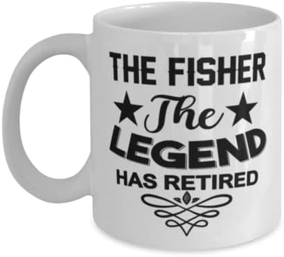 Caneca de Fisher, The Legend se aposentou, idéias de presentes exclusivas para Fisher, Coffee Cop Cop Cup White