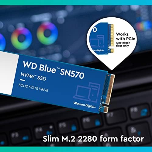 Western Digital 1TB WD Blue SN570 NVME Drive de estado sólido interno SSD - Gen3 X4 PCIE 8GB/S, M.2 2280, até 3.500 MB/S - WDS100T3B0C