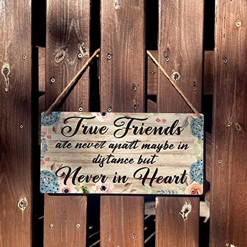 Os verdadeiros amigos nunca são separados, sinal engraçado Farmhouse Friendship Wooden Holding Sign Plate Rustic Wall Art Decor