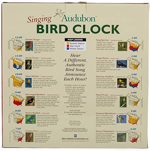 Mark Feldstein & Associados Audubon Singing Bird Wall Clock, 13 polegadas