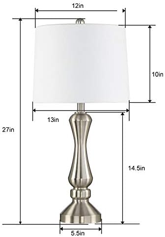 Lâmpadas de mesa tradicionais de maxax Conjunto de 2 - Lâmpada de cabeceira USB com tambor branco, lâmpada de mesa de cabeceira para o quarto da sala - 27 polegadas