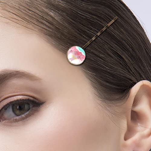 Acessórios para cabelos femininos 4pcs Conjunto de clipes de barretas feitas à mão, Bobby Hairpin Girls Headwear, frutas de desenho animado de melancia rosa