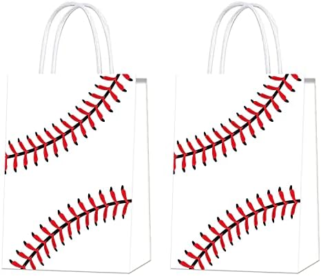 Ertyjikg 18 peças Baseball Goodie Bags Baseball Papel Greis Sacos com Handles Baseball Party Favor Bags Sacos de lanches de beisebol para equipe