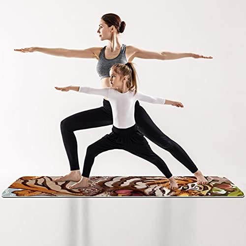 Exercício e fitness de espessura sem escorregamento 1/4 tapete de ioga com tigre e impressão de borboleta para yoga pilates e exercício