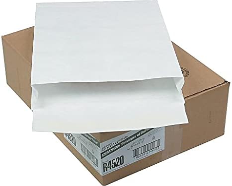 Survivor R4520 Tyvek Open-end envelope, liso, 12 polegadas x16 polegadas x2 polegadas, 100/ct, branco